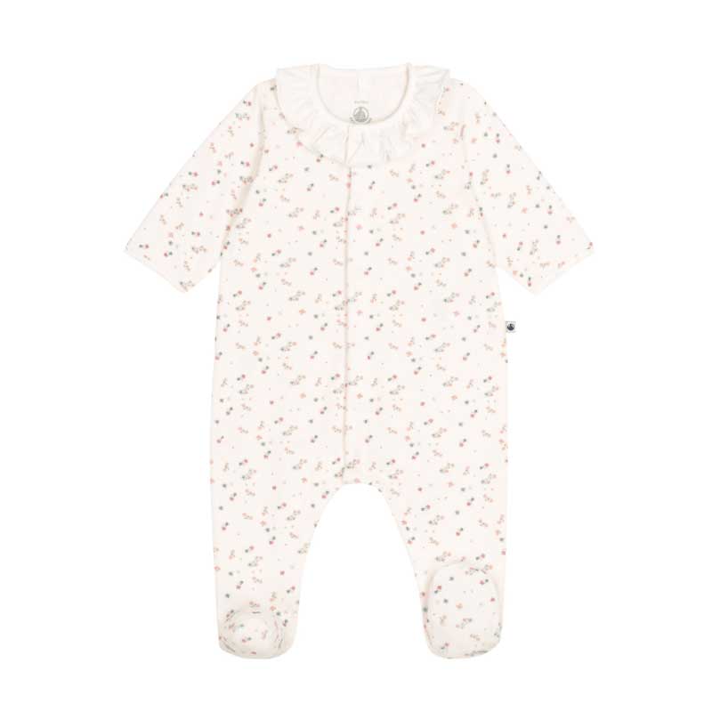 Tutina della Linea Abbigliamento Bambina Petit Bateau in ciniglia bouclé, un materiale caldo e ra...