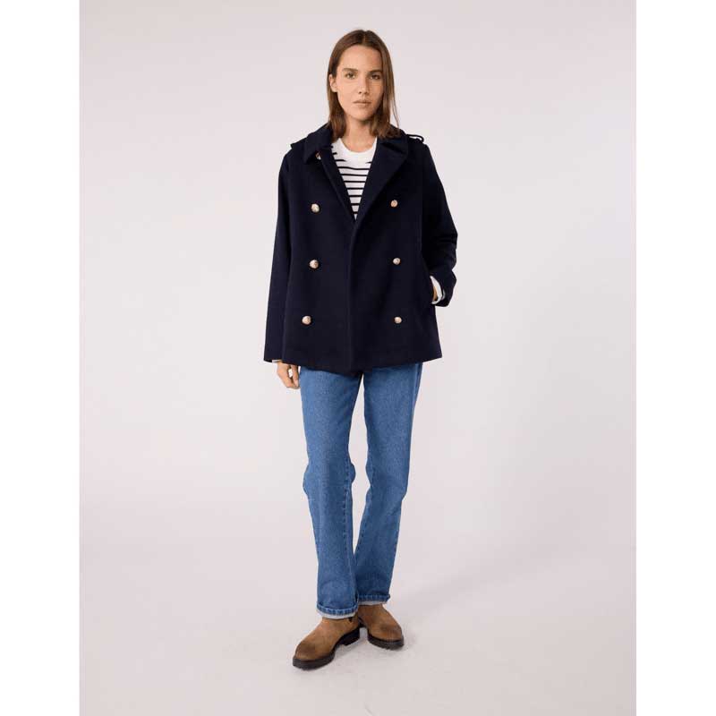Caban della Linea Abbigliamento Donna Petit Bateau in panno di lana, il materiale iconico dei cab...