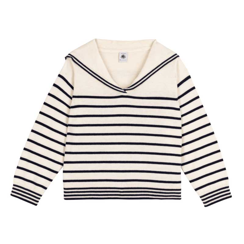 
Pull-over de la ligne Vêtements Fille Petit Bateau au style marin iconique à rayures en maille d...