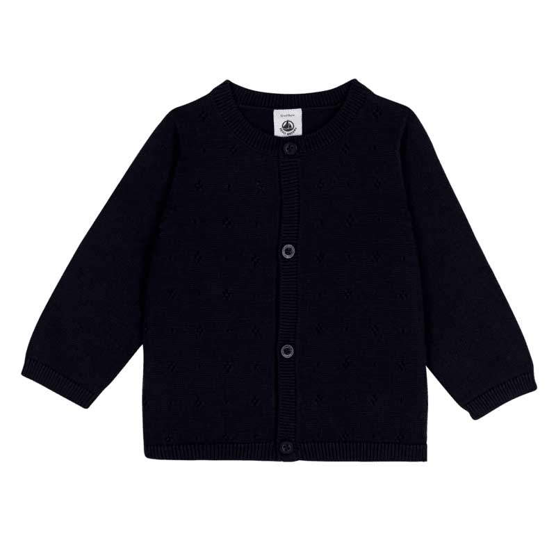 
Cardigan della Linea Abbigliamento Bambina Petit Bateau in maglia di cotone, un materiale morbid...