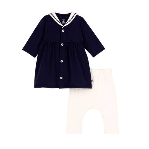 VESTITO MANICA LUNGA + LEGGINS - PETIT BATEAU - Sesso: Bambina - Colore: Blu - Stagione: Autunno-Inverno