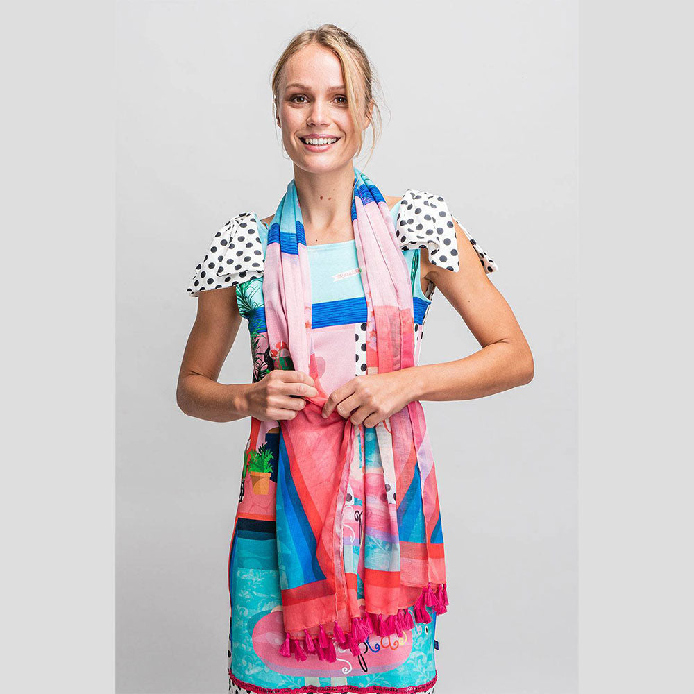 Robe de la Ligne Vêtements Femme Rosalita Mc Gee, avec des nœuds à pois sur les bretelles et un m...