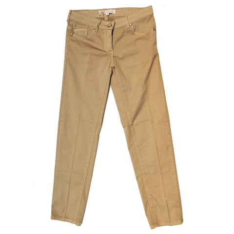 Pantaloni culotte beige per bambina, cinque tasche e design moderno.