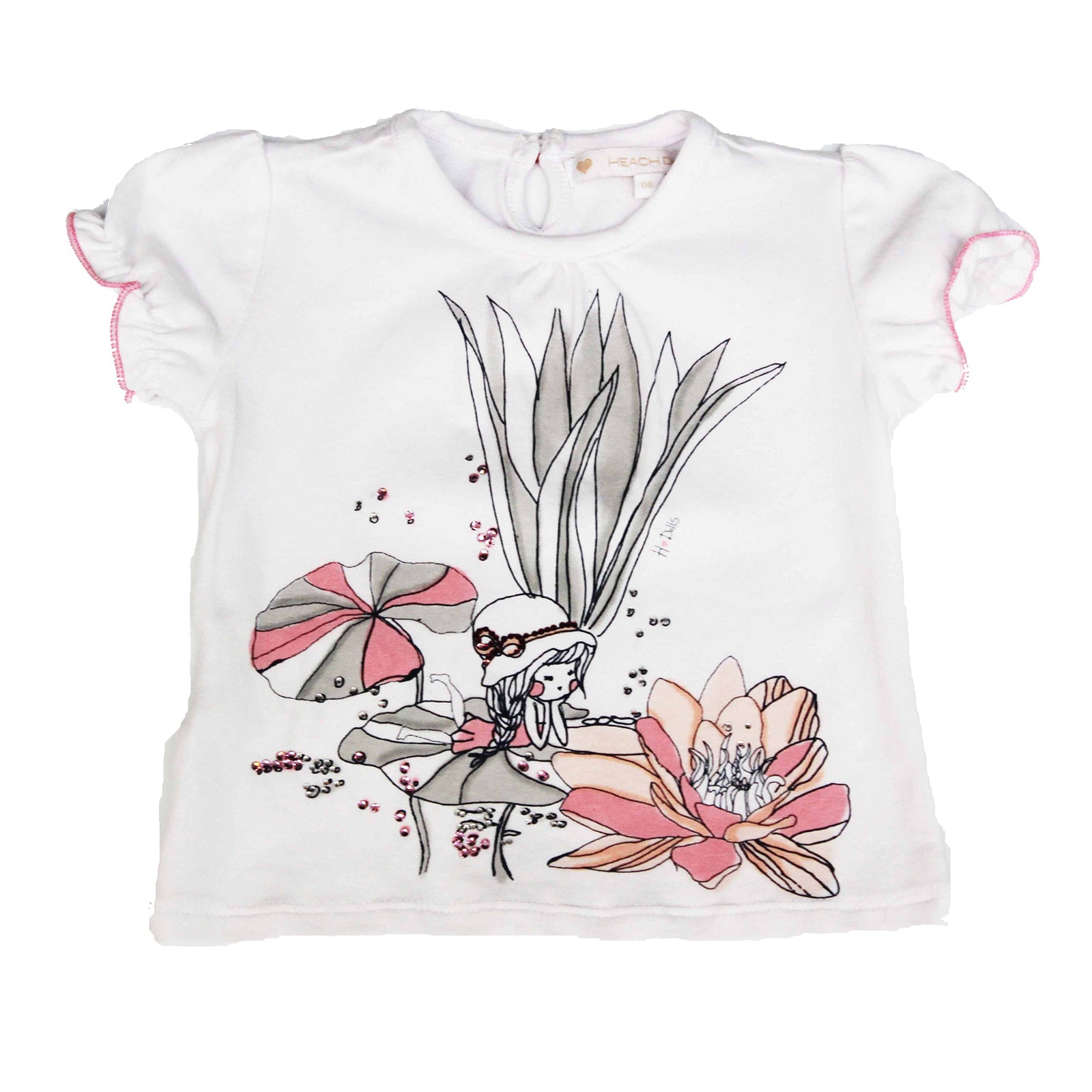 T-shirt de la ligne vêtements fille Silvian Heach à manches courtes avec col rond et manches bouf...
