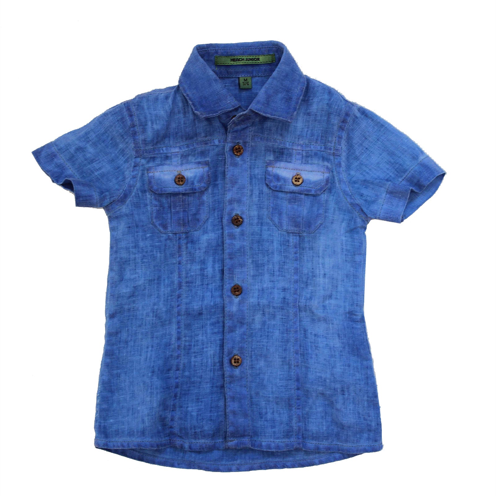 Chemise de la ligne vêtements enfant Silvian Heach manches courtes en lin effet lavé avec petites...