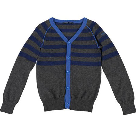 Cardigan à col en V de la ligne vêtements enfant Silvian Heach Kids finitions
  en bleu clair ; m...