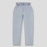 Jeans a vita alta color azzurro chiaro con elastico sulla vita per bambina
