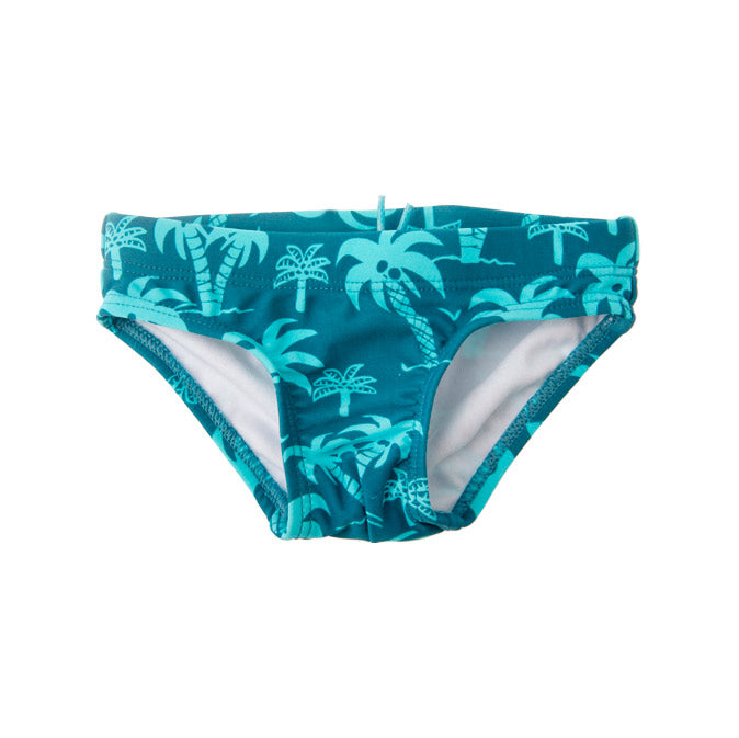 Slip de bain de la ligne vêtements enfant Tuc Tuc, avec motif tropical sur fond bleu clair, cordo...