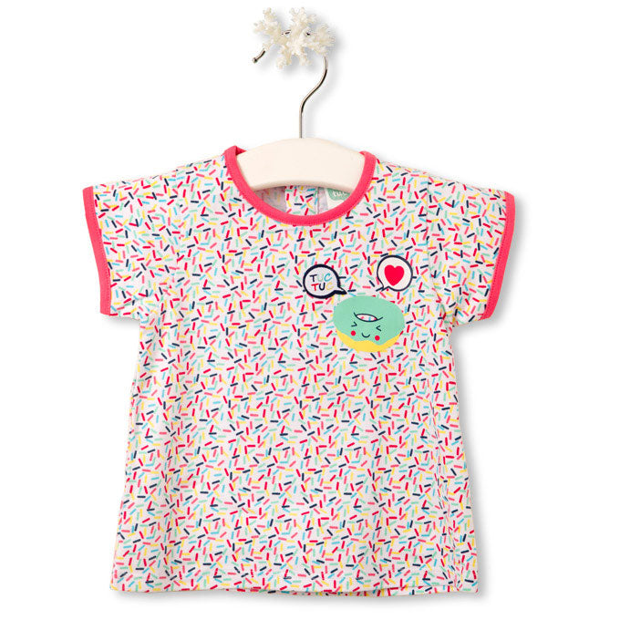 T-shirt de la ligne vêtements fille Tuc Tuc, avec des boutons-pression au dos. Motif multicolore ...