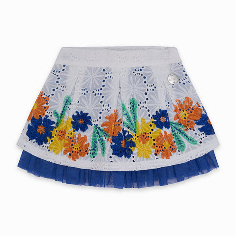 JUPE EN TOILE DE COTON ET TULLE