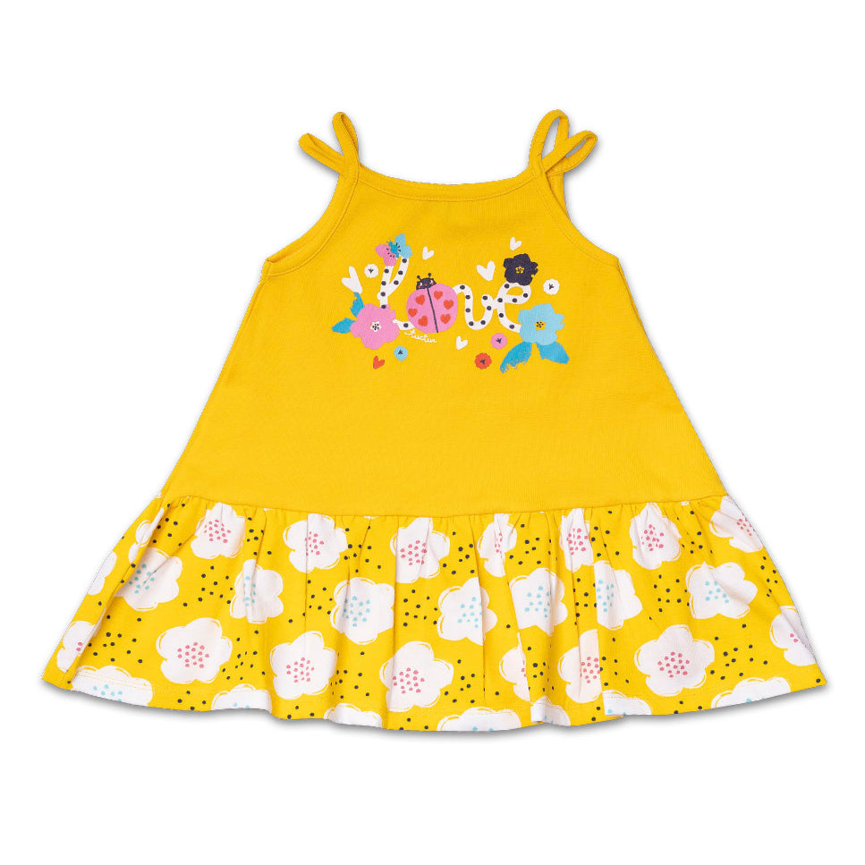 Jersey dress from the Tuc Tuc Girls' Clothing Line, with a wide skirt and double straps on the sh...