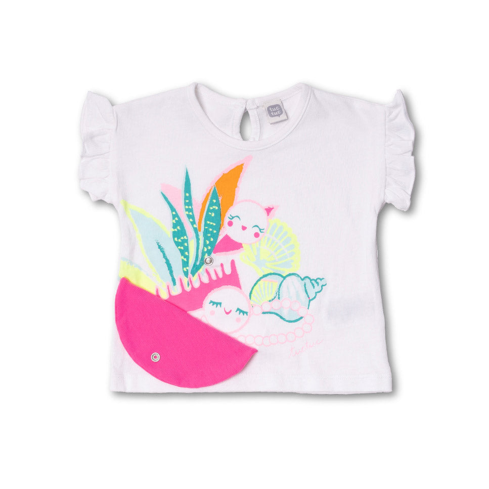 Tuc Tuc Girls' Clothing Line T-shirt, with a fabric applique on the front and multicolor print in...