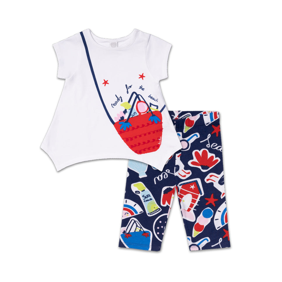 Ensemble deux pièces de la Ligne Vêtements Fille Tuc Tuc, avec t-shirt à fond blanc et impression...