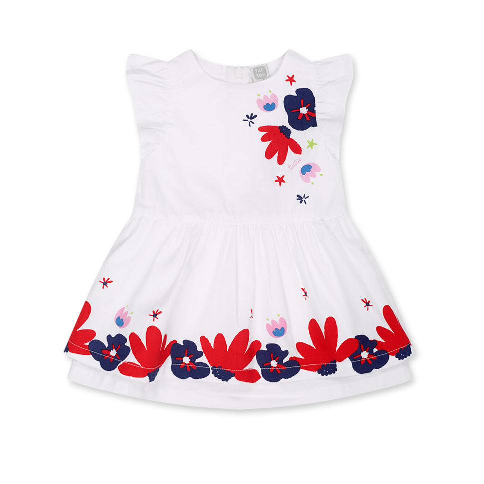 Robe en popeline de la Ligne Vêtements fille tuc Tuc, avec jupe ample et petits volants sur les b...