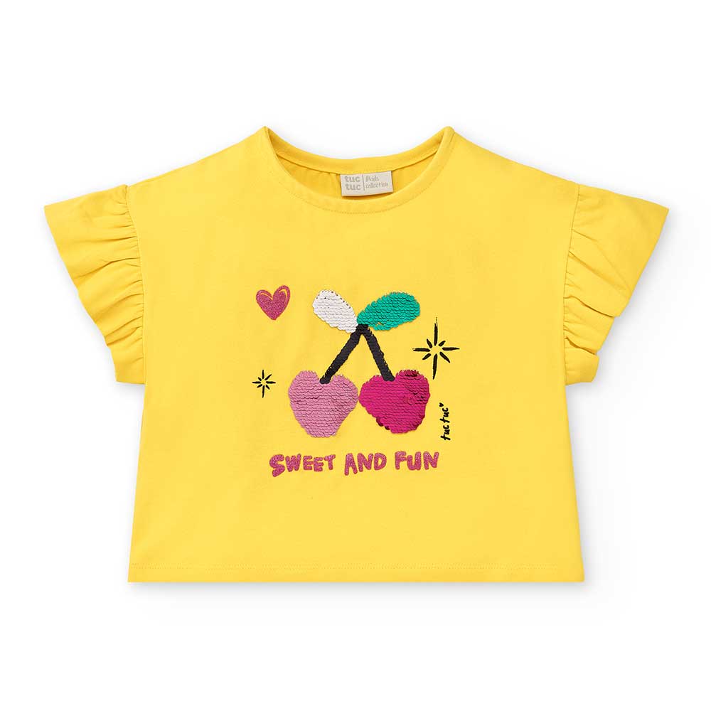 
Maglietta della Linea Abbigliamento Bambina Tuc Tuc, con sul davanti scritta lurex e applicazion...