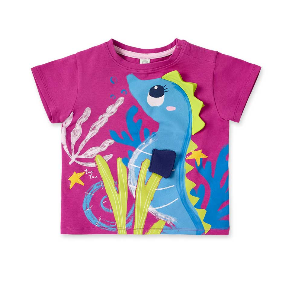 
Maglietta della Linea Abbigliamento Bambina Tuc Tuc, con stampa multicolor sul davanti e applica...