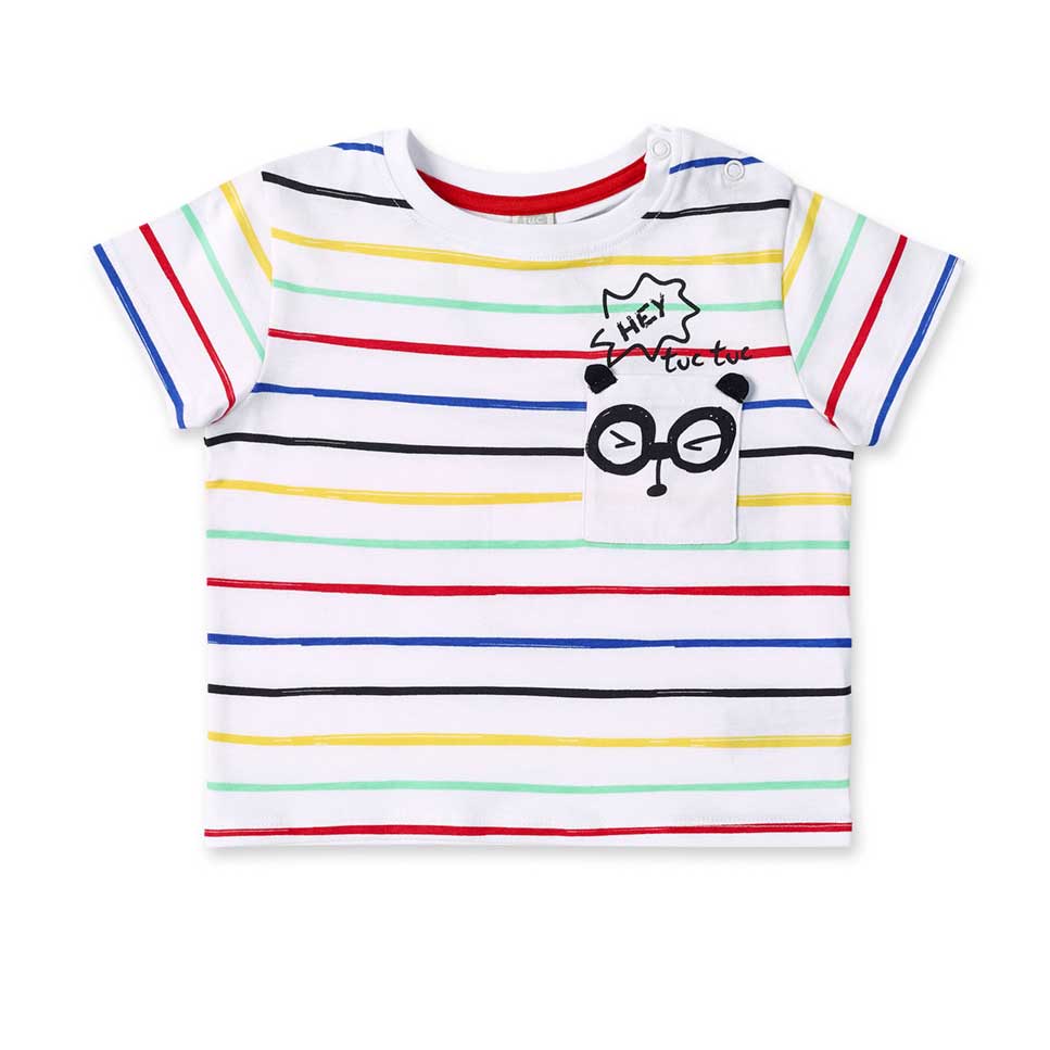 T-shirt de la ligne Vêtements enfant Tuc Tuc, avec motif à rayures multicolores et petite poche à...