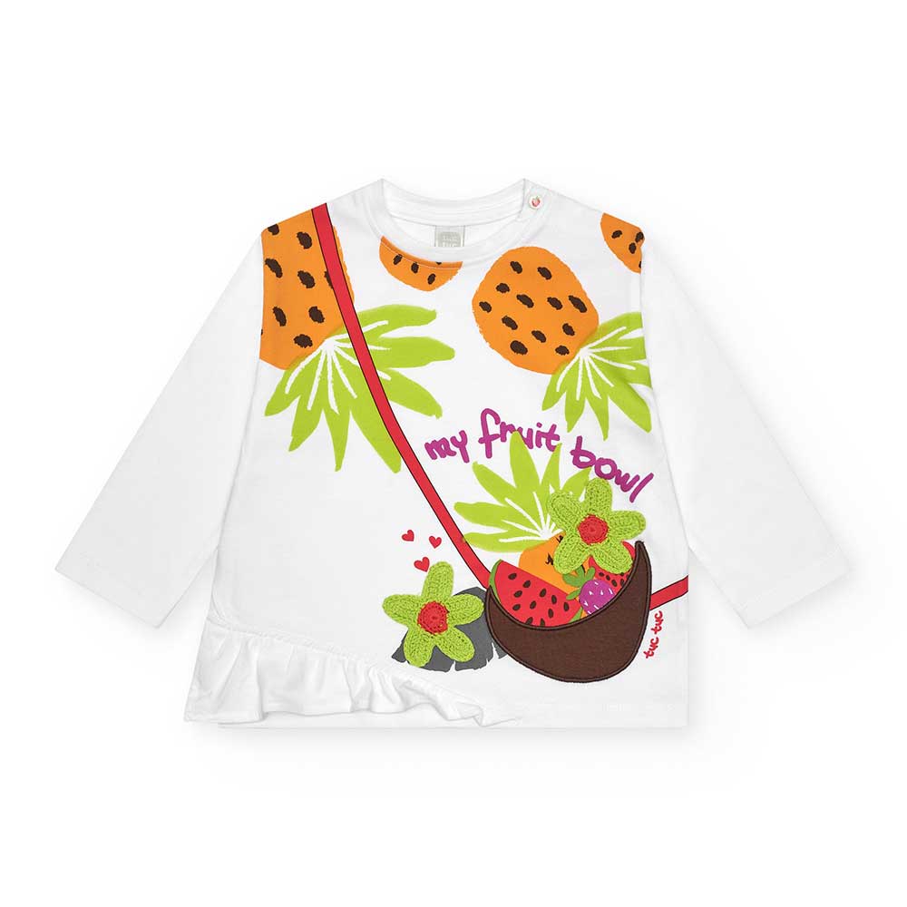 Maglietta della Linea Abbigliamento Bambina Tuc Tuc, con manica lunga e stampa colorata sul davan...
