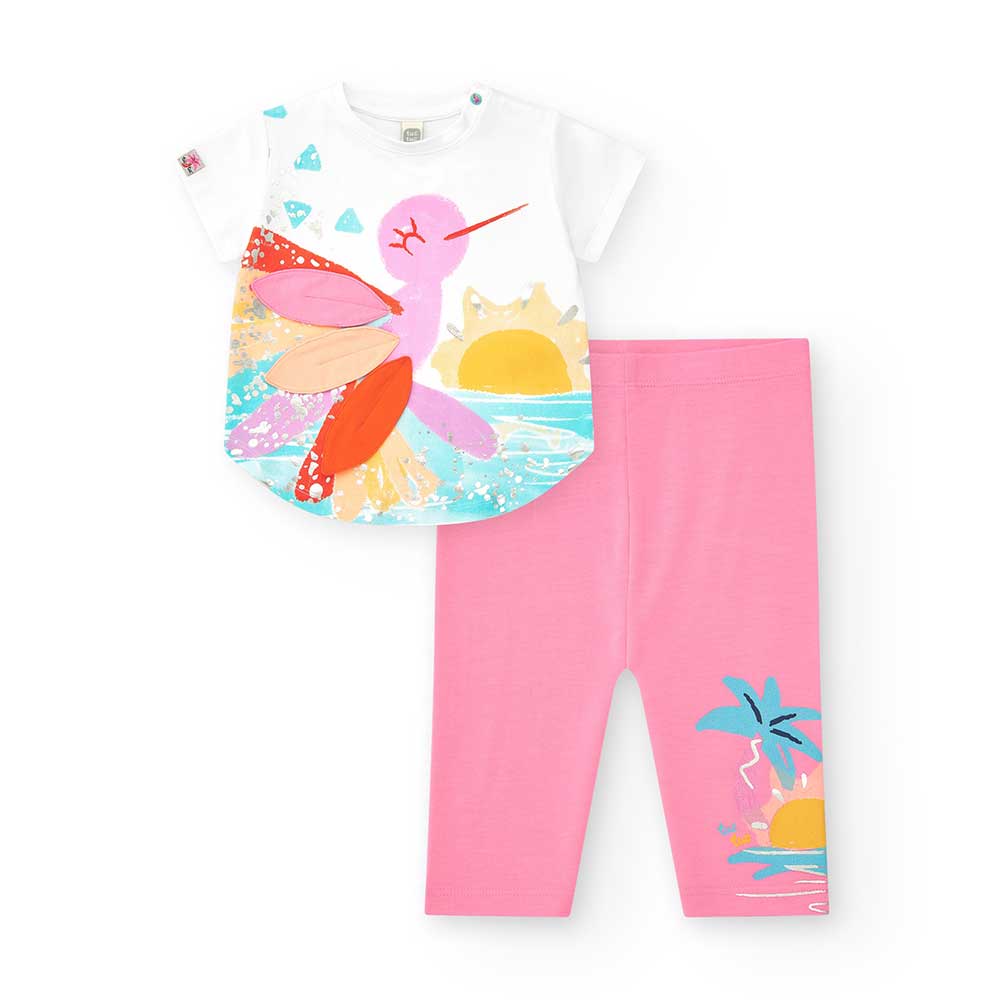 Complete two-piece set from the Tuc Tuc Girls' Clothing Line, featuring fabric appliqués on the t...