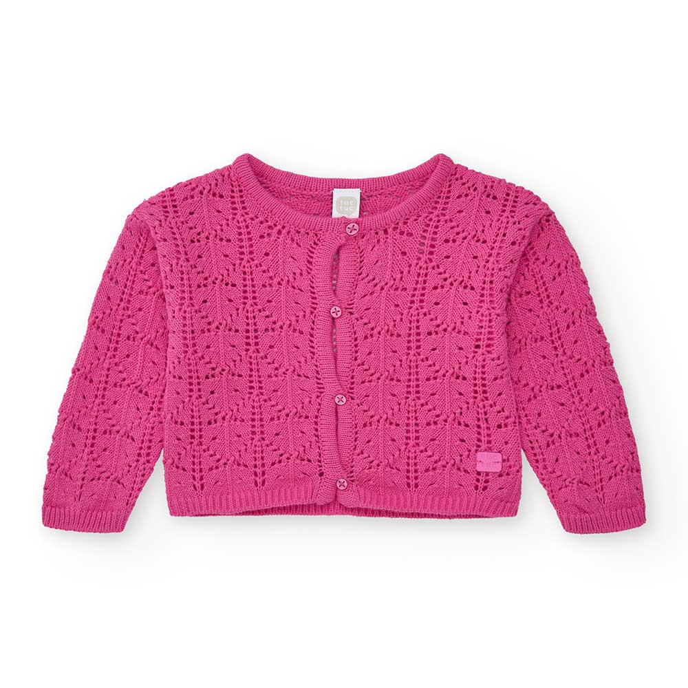 Cardigan della Linea Abbigliamento Tuc Tuc Bambina, con modellino corto e lavorazione traforata a...
