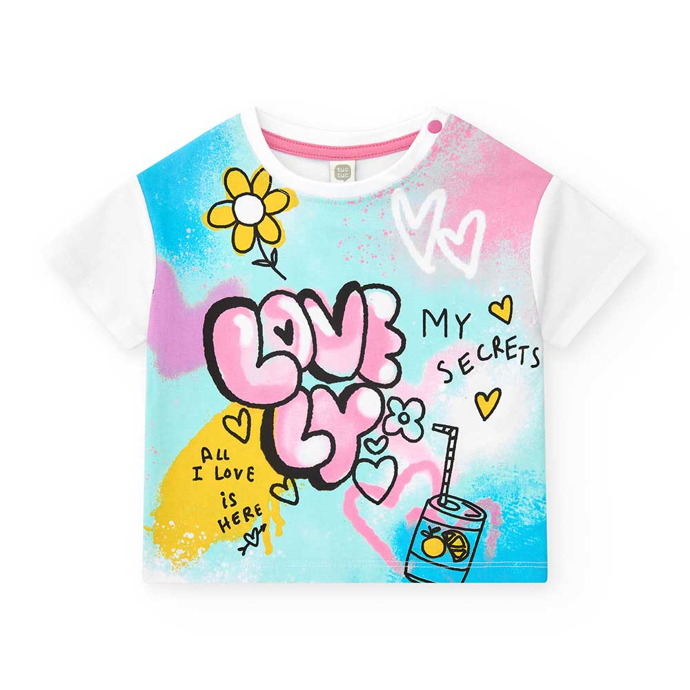 Maglietta modello boxi della Linea Abbigliamento Bambina Tuc Tuc, con bottoncini a pressione sull...
