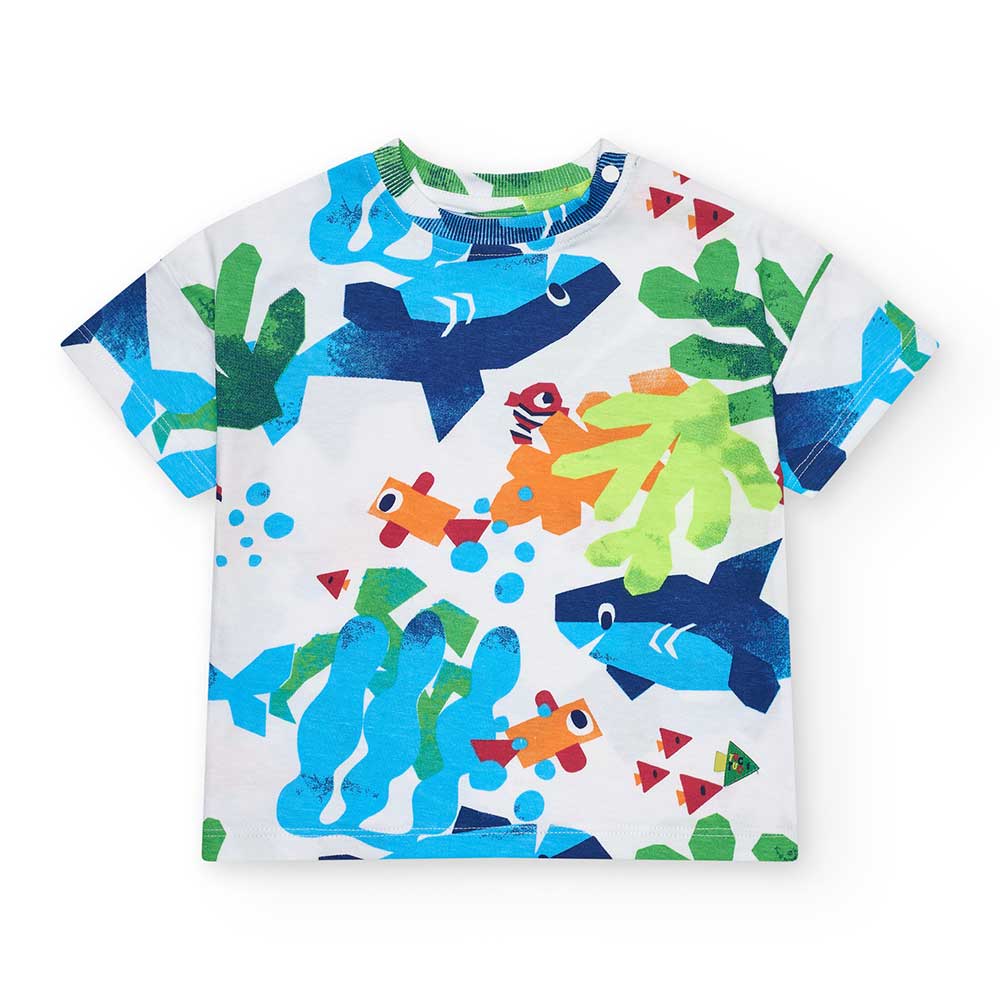 T-Shirt aus der Tuc Tuc Kinderbekleidungslinie, mit Druckknöpfen am Schulterriemen und schönem me...