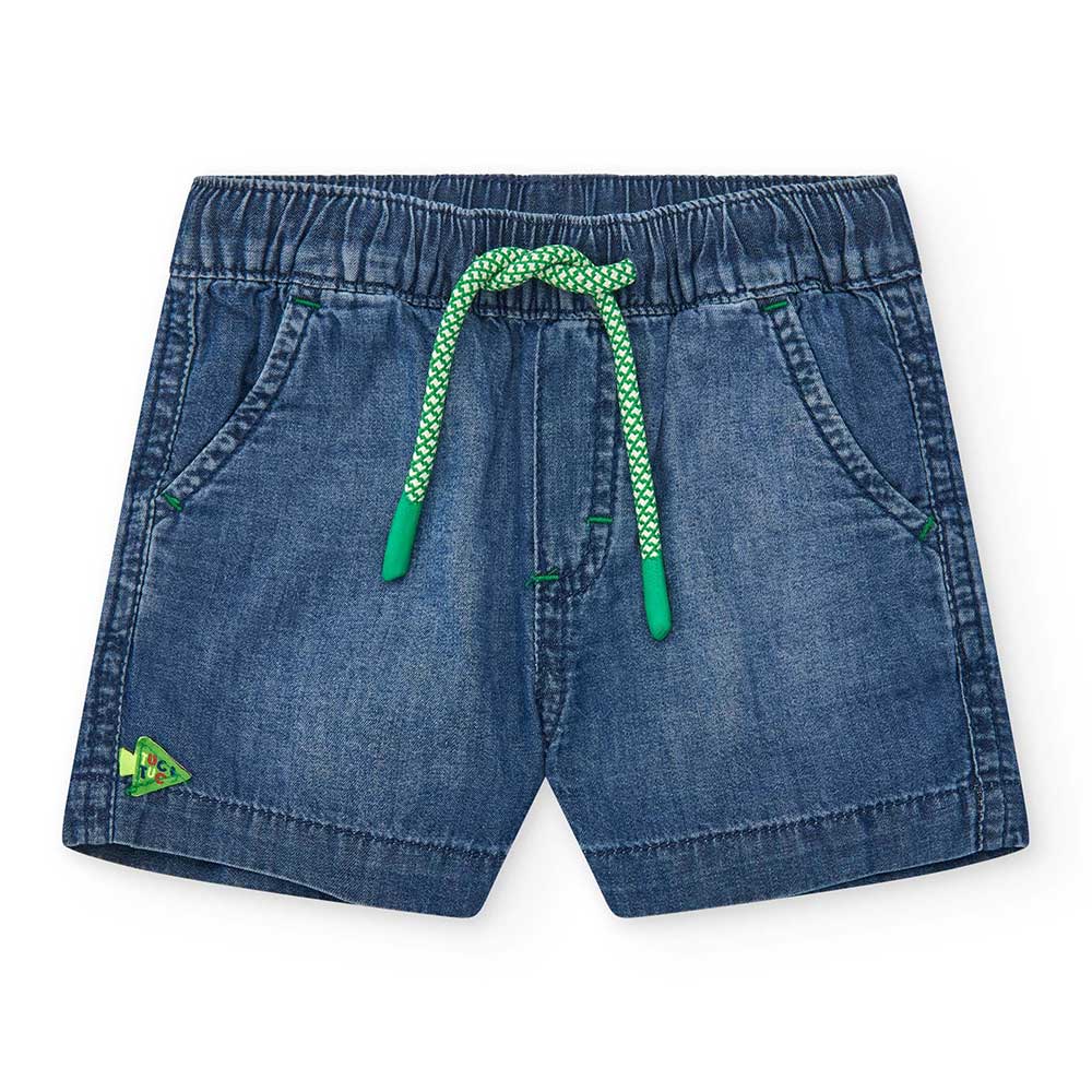 Tuc Tuc Children's Clothing Line Bermuda shorts, made of dark wash jeans with elastic and drawstr...