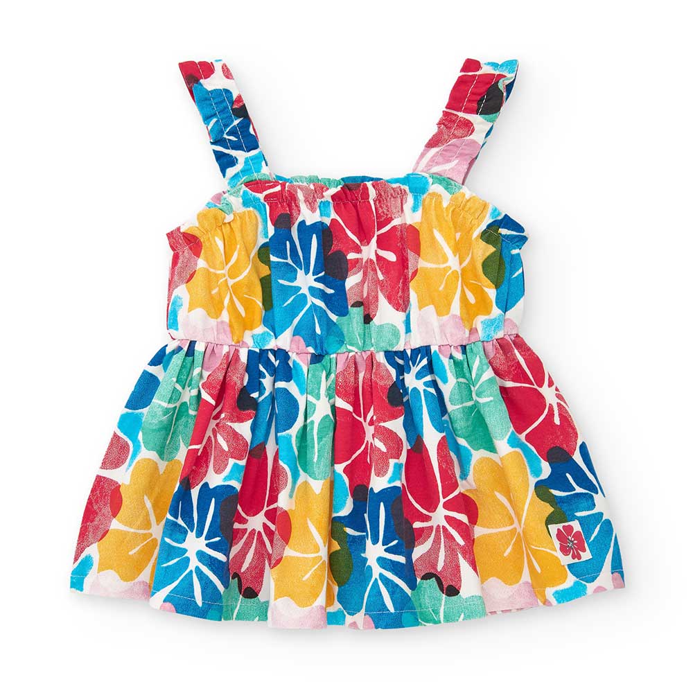 Abitino della Linea Abbigliamento Tuc Tuc Bambina, con fantasia multicolor di ibiscus all-over.
C...