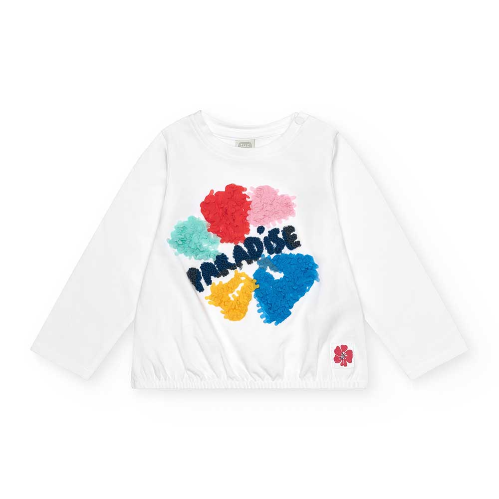 Maglietta a manica lunga della Linea Abbigliamento Tuc Tuc Bambina, con applicazione di petali co...