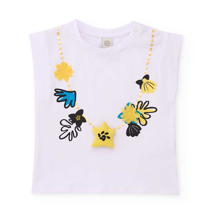 T-shirt de la ligne de vêtements pour filles Tuc Tuc, sans manches avec applications sur le devan...