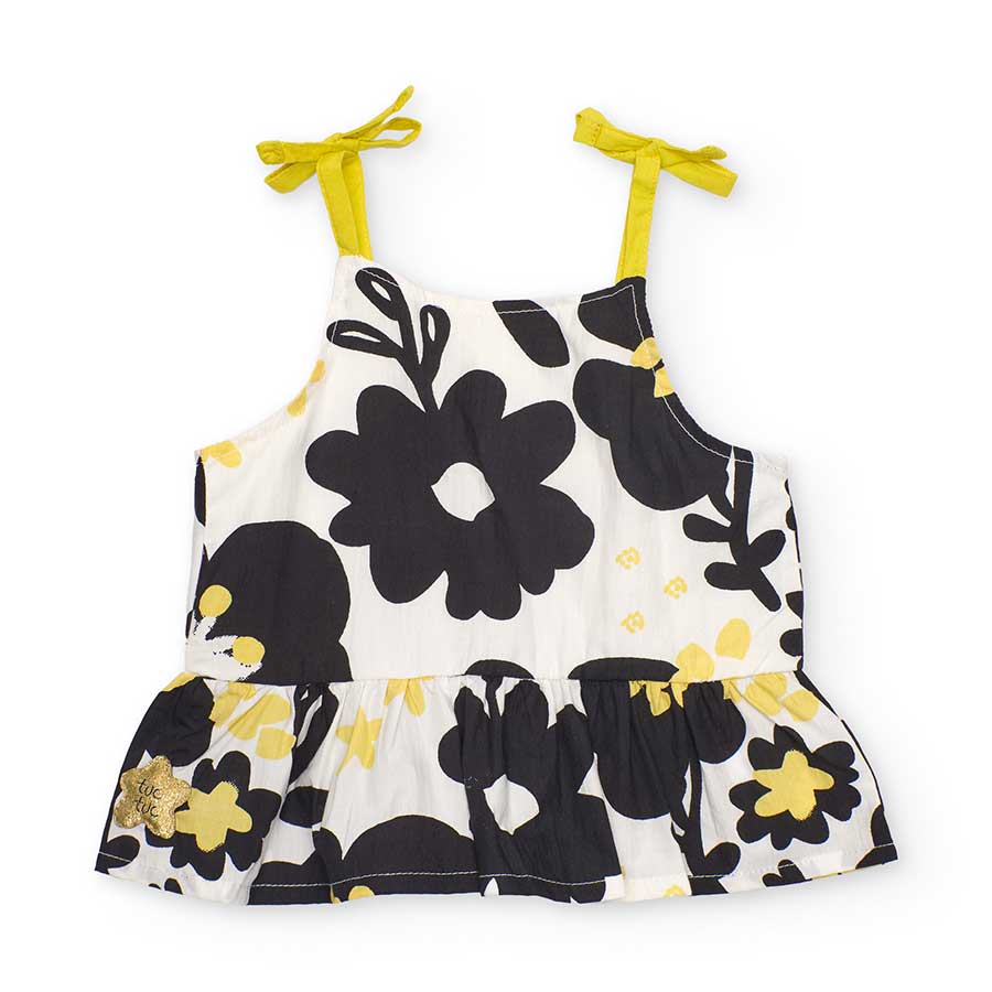 Top in tela di cotone della Linea Abbigliamento Bambina Tuc Tuc, con fantasia floreale e bretelle...