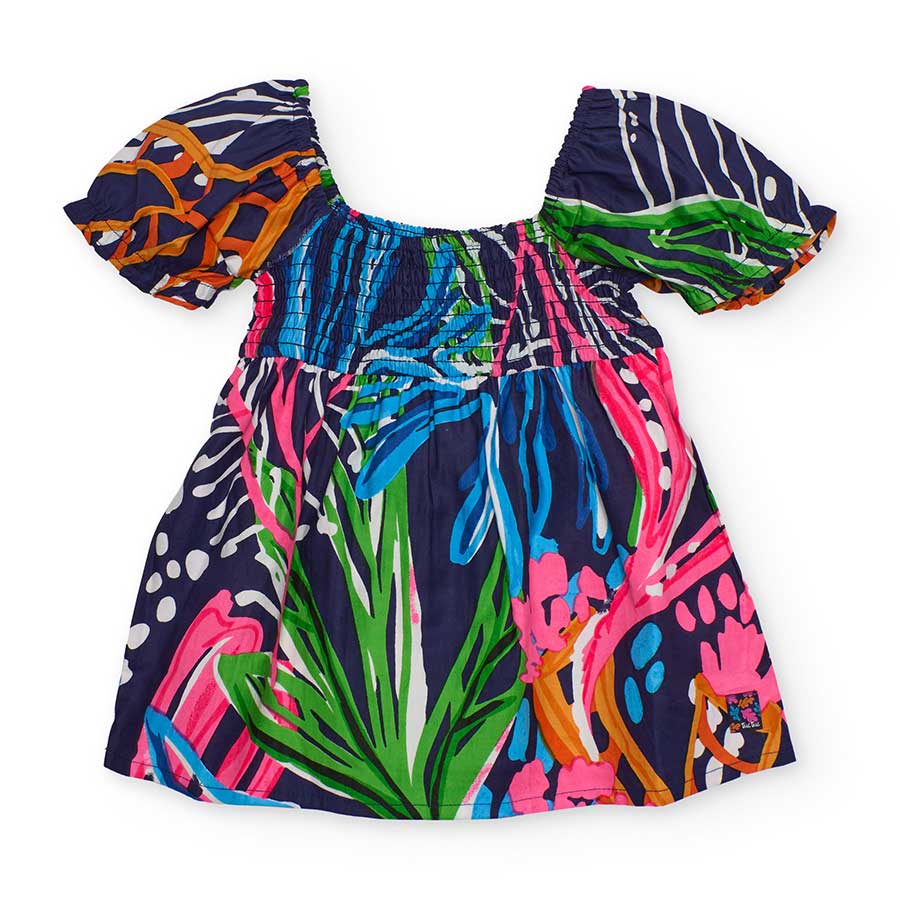 Abitino in tela di cotone della Linea Abbigliamento Bambina Tuc Tuc, con manichine a sbuffo ed el...