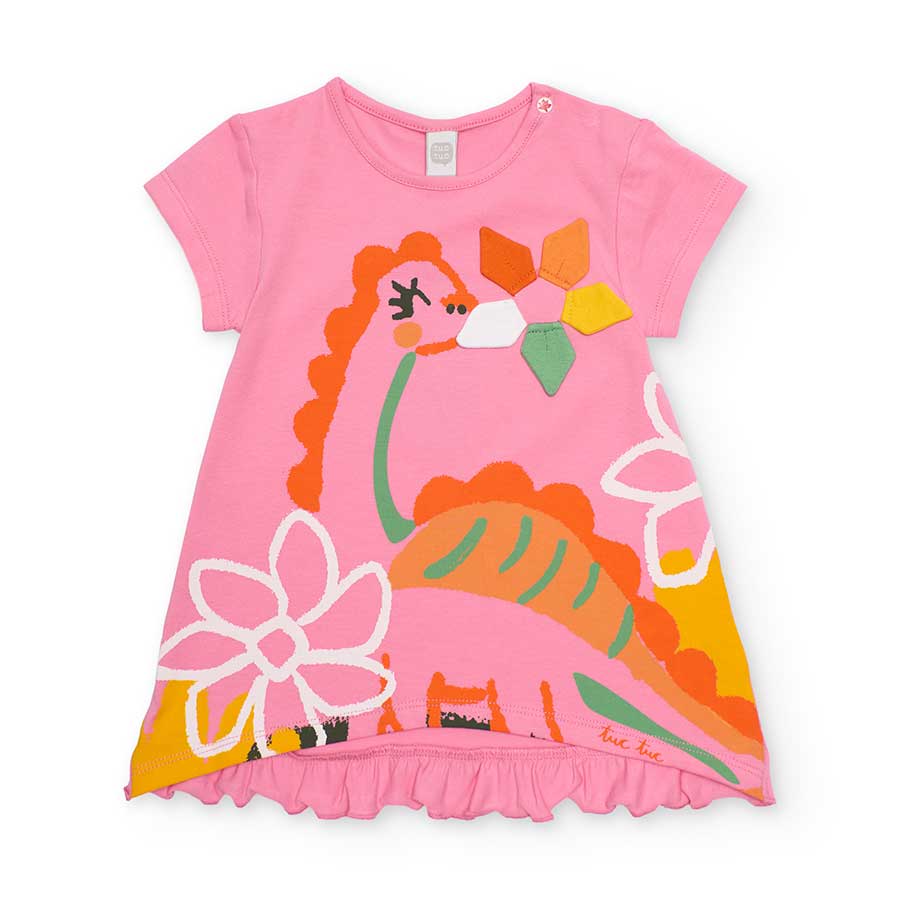 Robe pull de la ligne de vêtements pour filles Tuc Tuc, avec une impression colorée sur le devant...