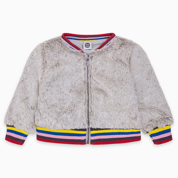 
  Jacke aus der Tuc Tuc Girl's Clothing Line aus Kunstpelz geschlossen
  Vorderseite mit Reißver...
