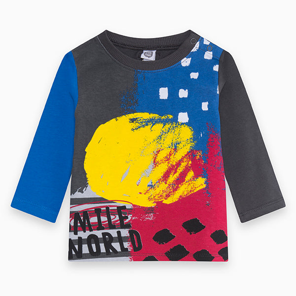 T-shirt de la Ligne Vêtements Enfant Tuc Tuc avec dessin multicolore sur le devant
  et boutons-p...