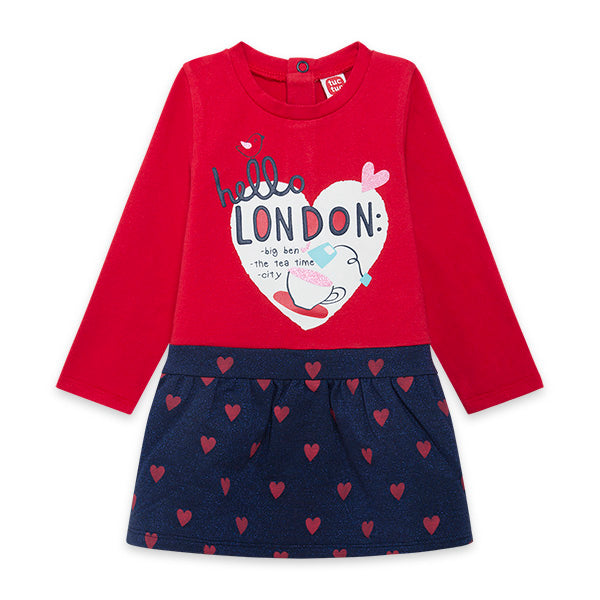 Abitino della linea Abbigliamento Bambina Tuc Tuc, collezione Hello London, con
  stampa sul dava...