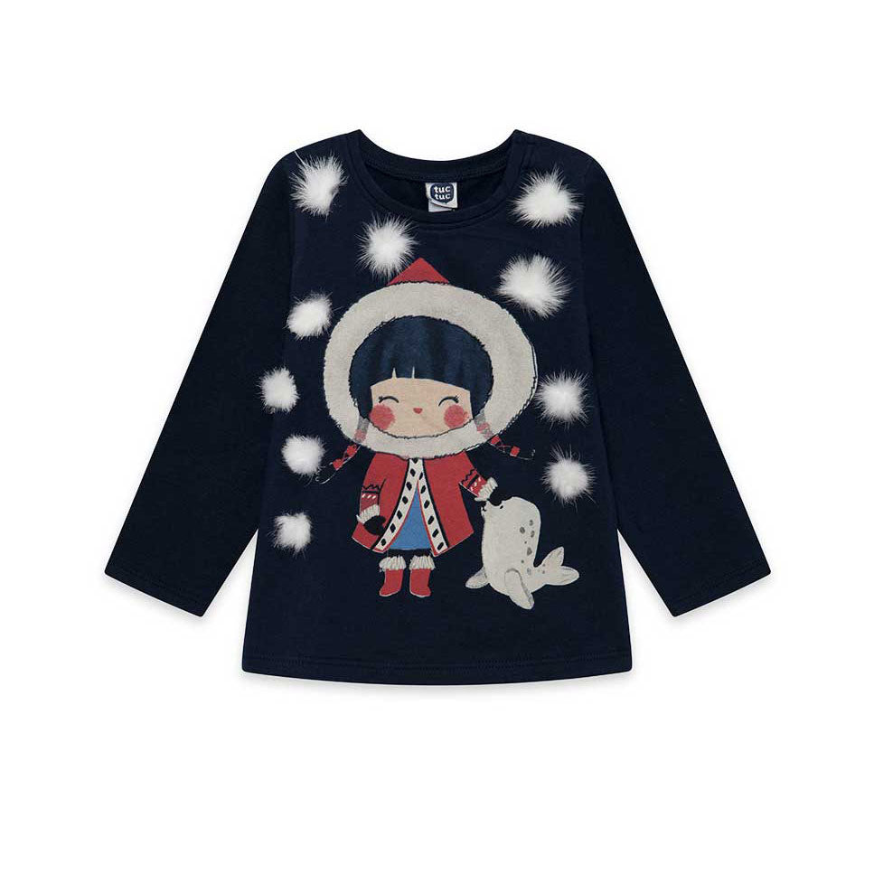 T-shirt de la Ligne Vêtements Tuc Tuc, avec pompons appliqués sur le devant et boutons-pression s...