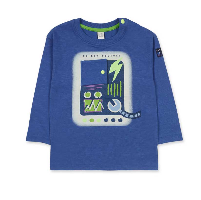 Scopri la divertente t-shirt a manica lunga della linea Tuc Tuc, ideale per i tuoi piccoli avvent...