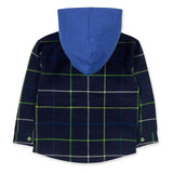 CHEMISE EN FLANELLE ET JERSEY AVEC CAPUCHE