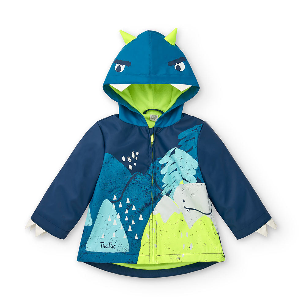 Waxed jacket from the Tuc Tuc Children's Clothing Line, with fleece lining and hood. Side pockets...