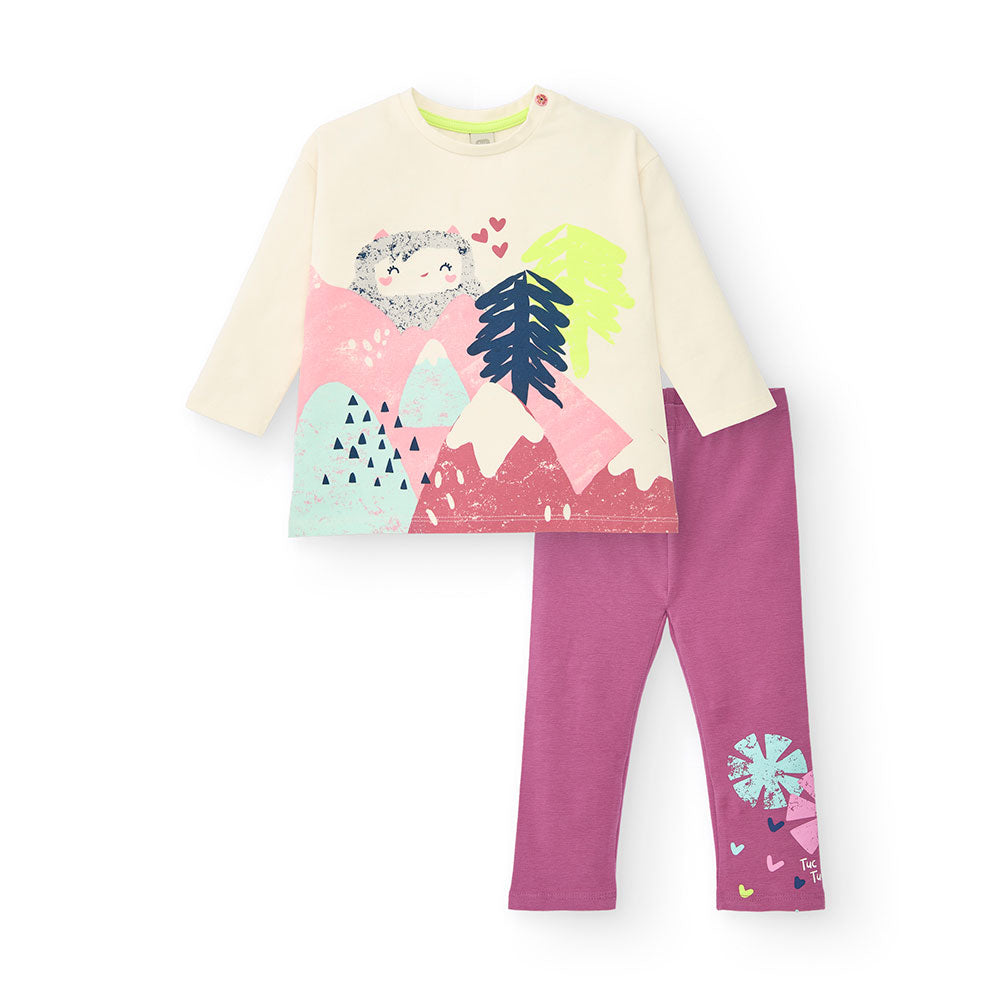 Two-piece set from the Tuc Tuc Girls' Clothing Line, featuring solid color leggings with small he...