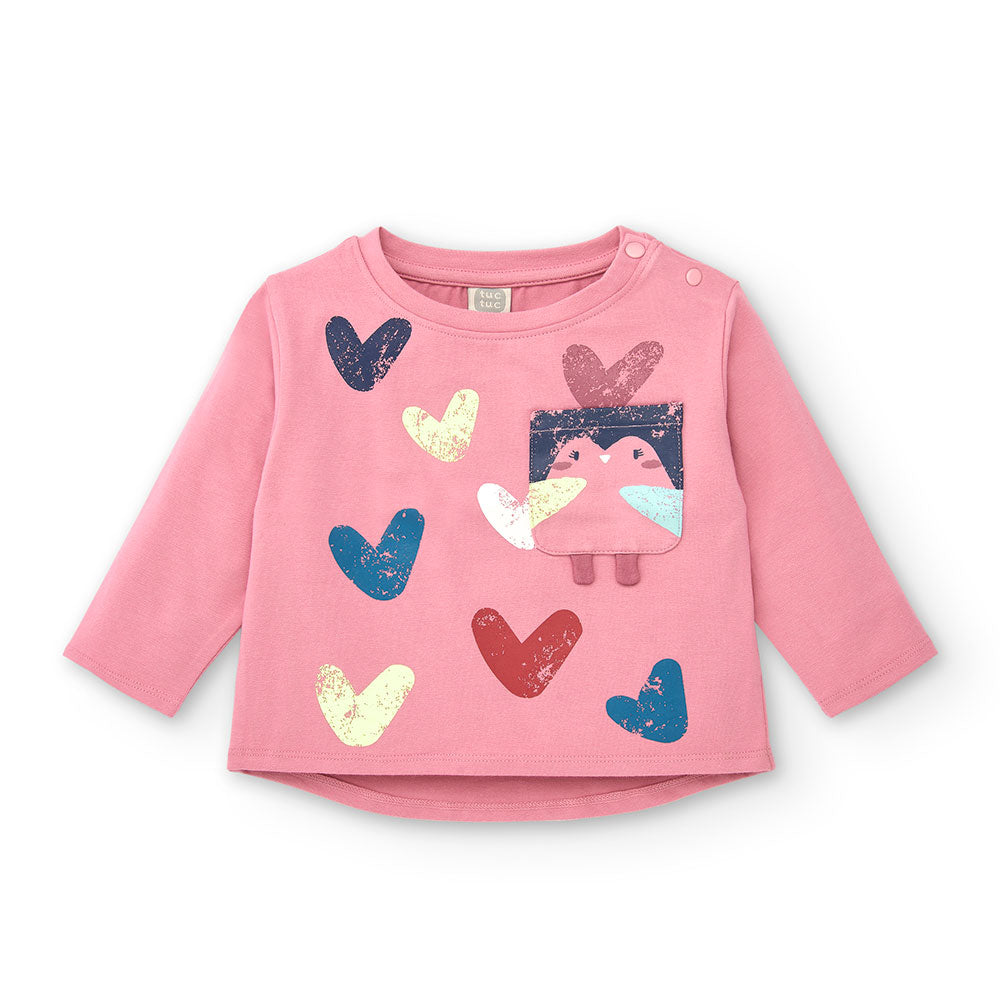 Maglietta à manches longues de la Ligne Vêtements Fille Tuc Tuc, avec poche à l'avant et impressi...