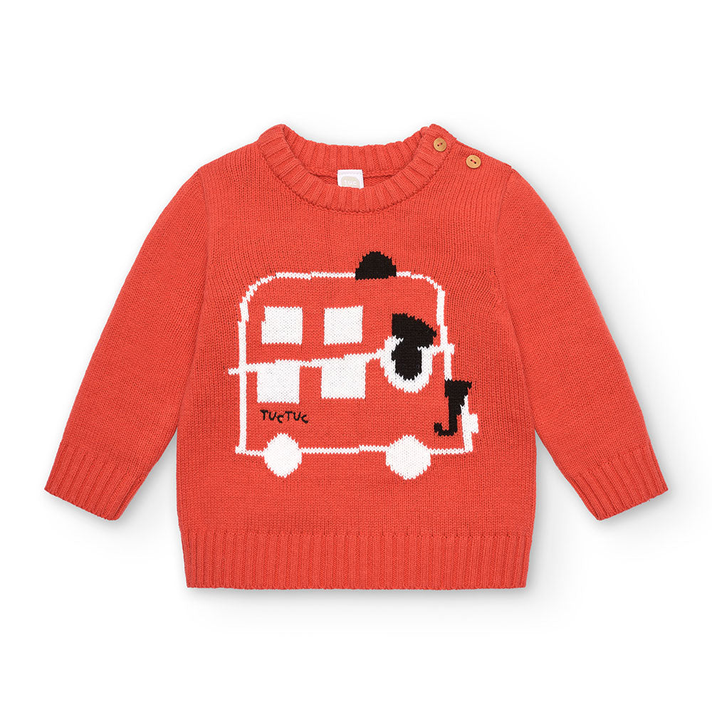 Maglione della Linea Abbigliamento Bambino Tuc Tuc, a tinta unita con disegni sul davanti in cont...