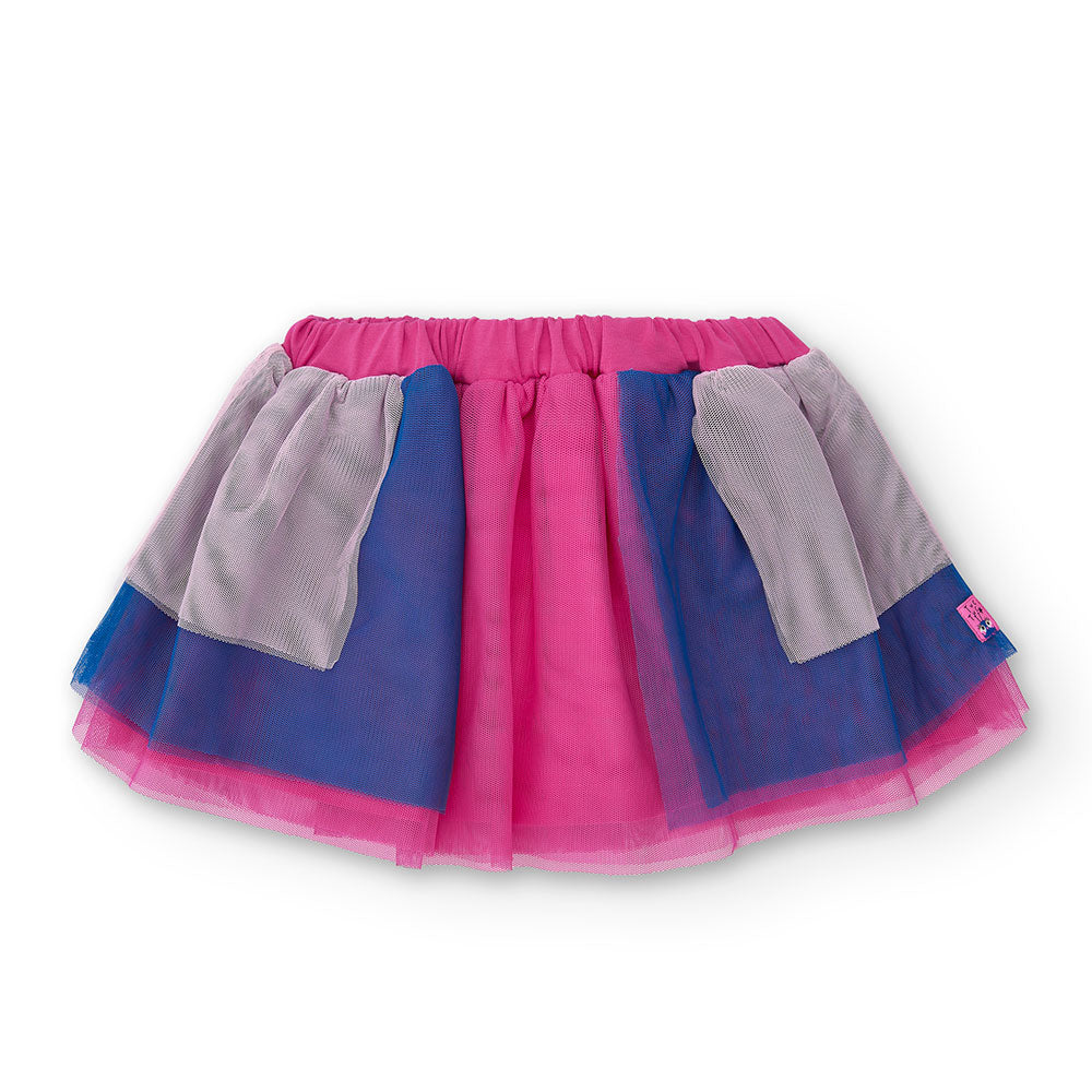 Skirt in tulle from the Tuc Tuc Girls' Clothing Line, featuring a layered design and vertical ban...