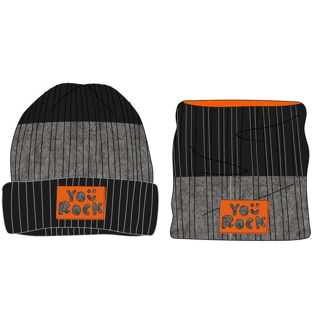 Completo cappello e scaldacollo della Linea Abbigliamento Bambino tuc Tuc, con fantasia a mcrorig...