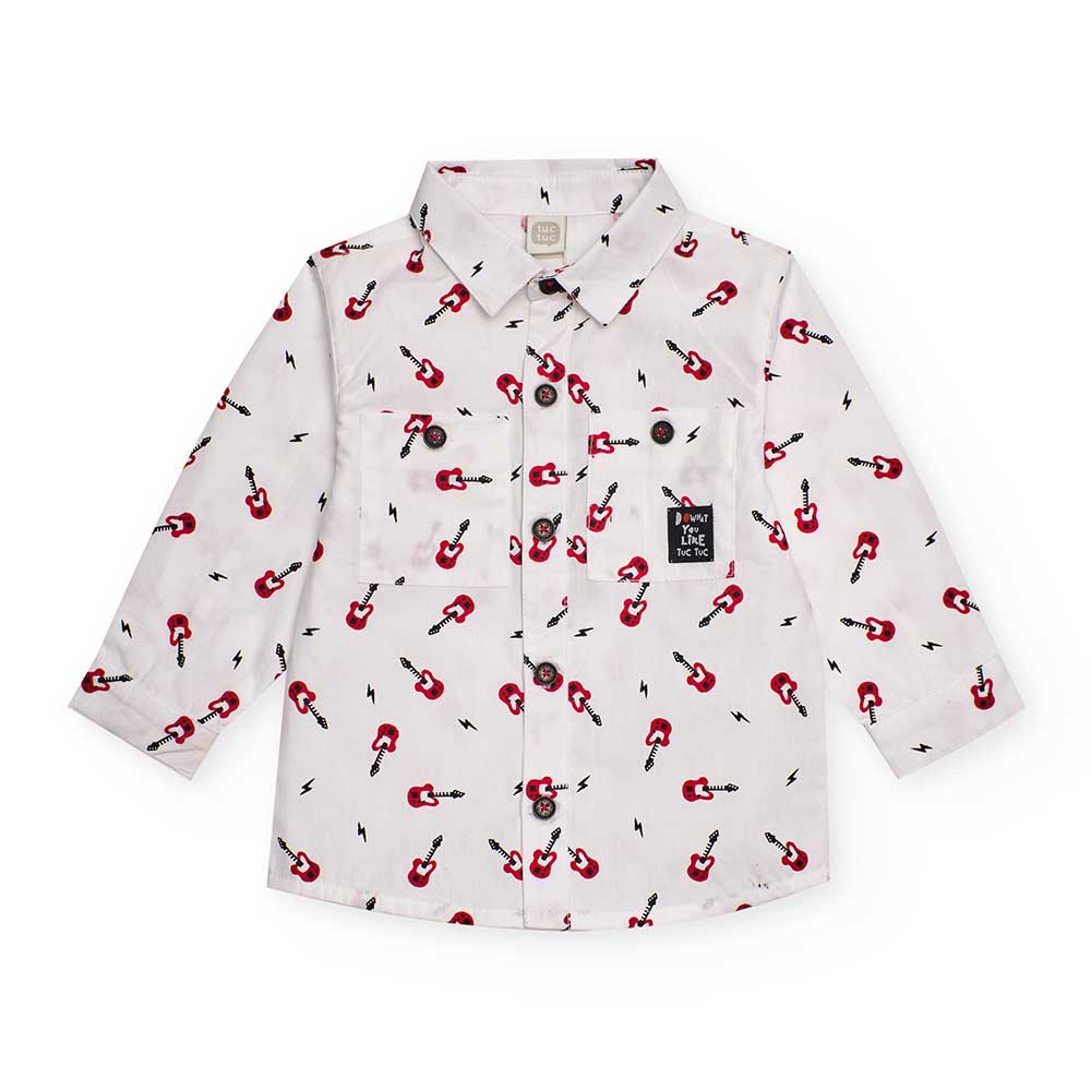 Camicia della linea Abbigliamento Bambino tuc Tuc, in tela di cotone, con microfantasia rossa su ...