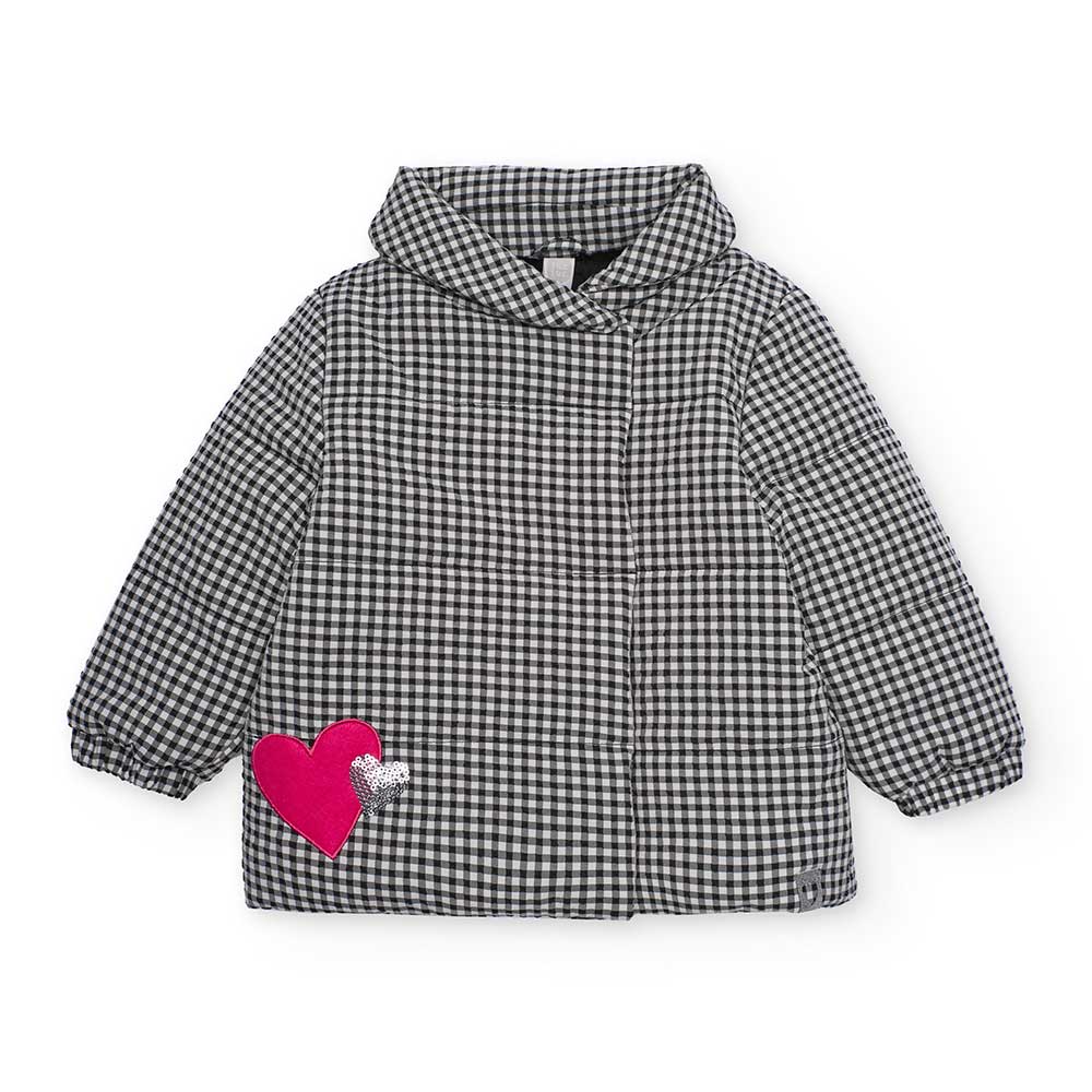 Piumino della Linea Abbigliamento Bambina tuc tuc, con fantasia a microquadretti e cuoricino appl...