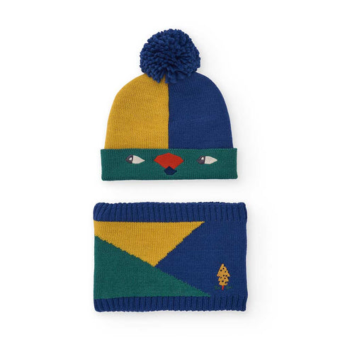 Set di cappello con pon pon e sciarpa colorata per bambini.