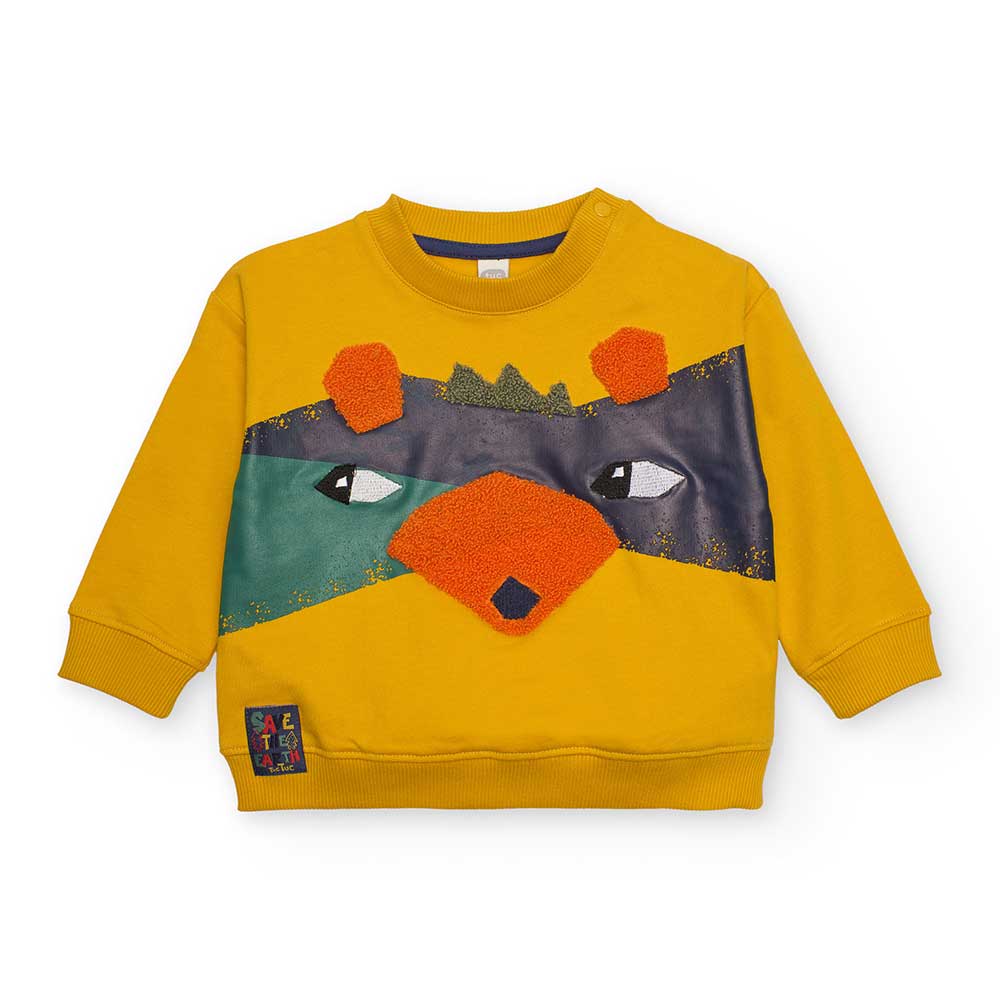 Felpa della Linea Abbigliamento Bambino Tuc Tuc, con disegni multicolor ed applicazioni in tessut...
