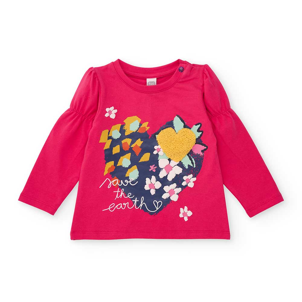 Tuc Tuc Girls' Clothing Line T-shirt, long-sleeved with puff sleeves and colorful print on the fr...